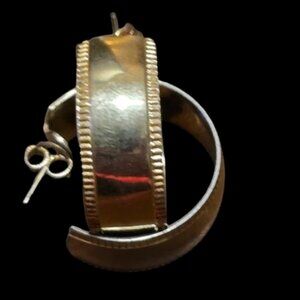 Recovered Gold Tone Wedding Band Hoop Earrings 20